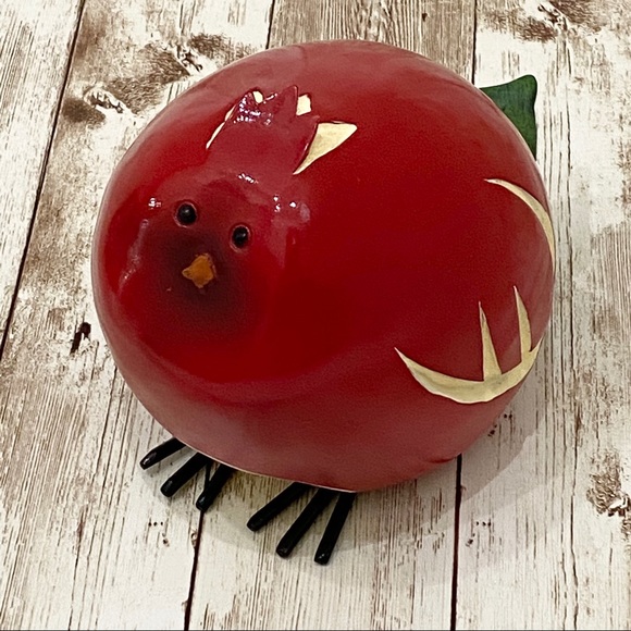 Adorable Red Apple Bird Figurine Decor - Picture 4 of 12